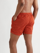 C.P. COMPANY - Logo-Appliquéd Garment-Dyed Mid-Length Swim Shorts - Orange