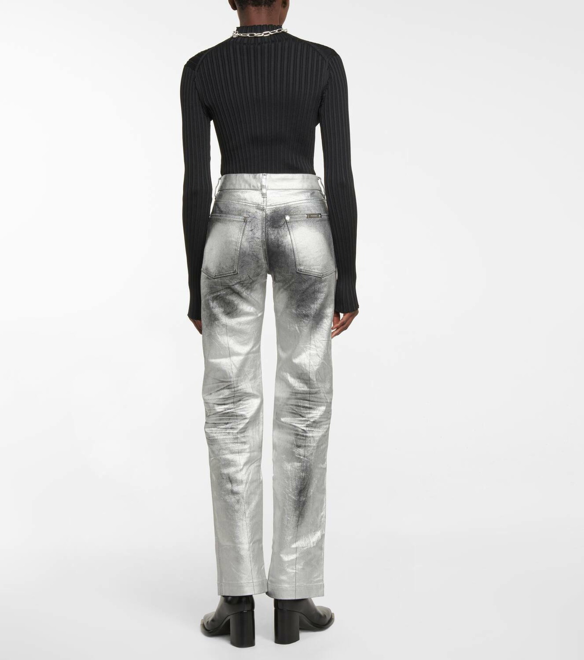 Peter Do Metallic mid-rise straight jeans