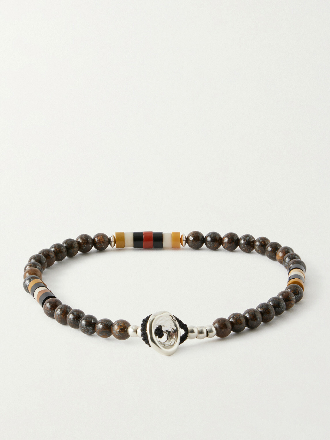 Mikia - Sterling Silver Bronzite and Jasper Beaded Bracelet - Brown