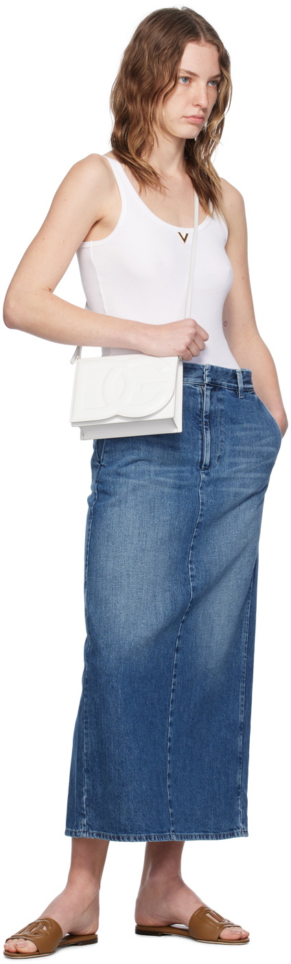 Dolce&Gabbana White Calfskin 'DG' Logo Crossbody Bag
