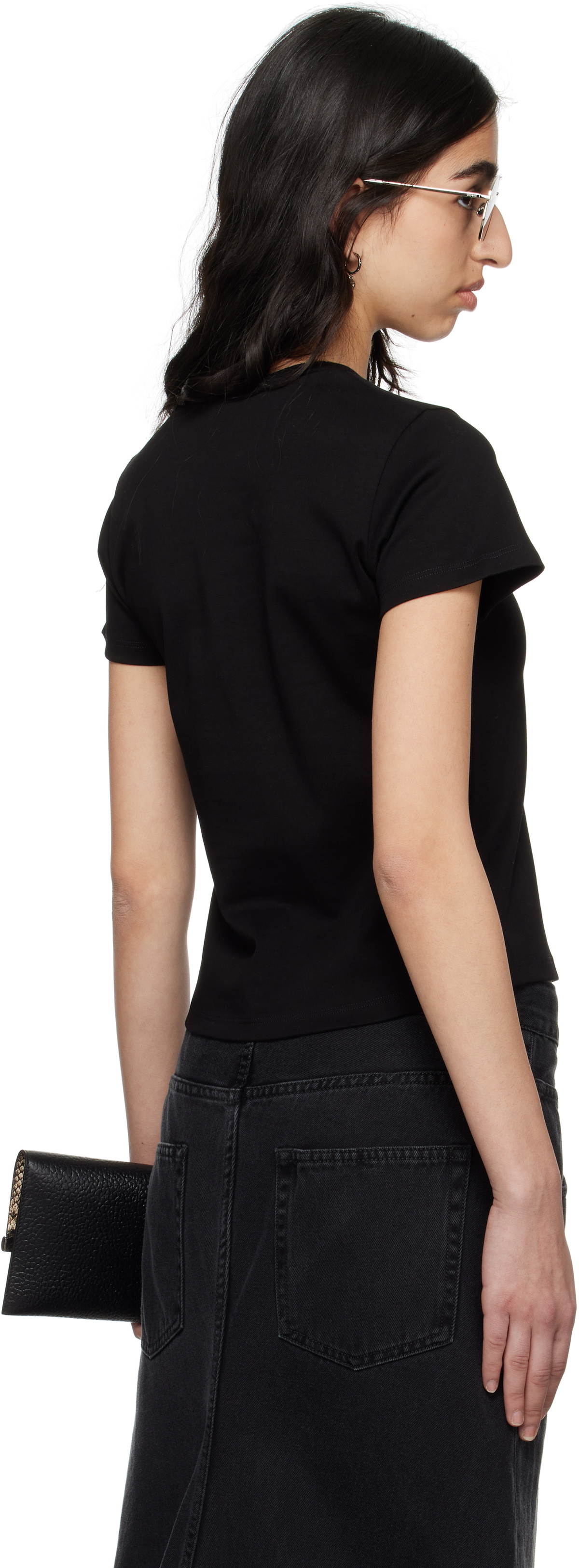 McQueen Black Embroidered Skull T-shirt