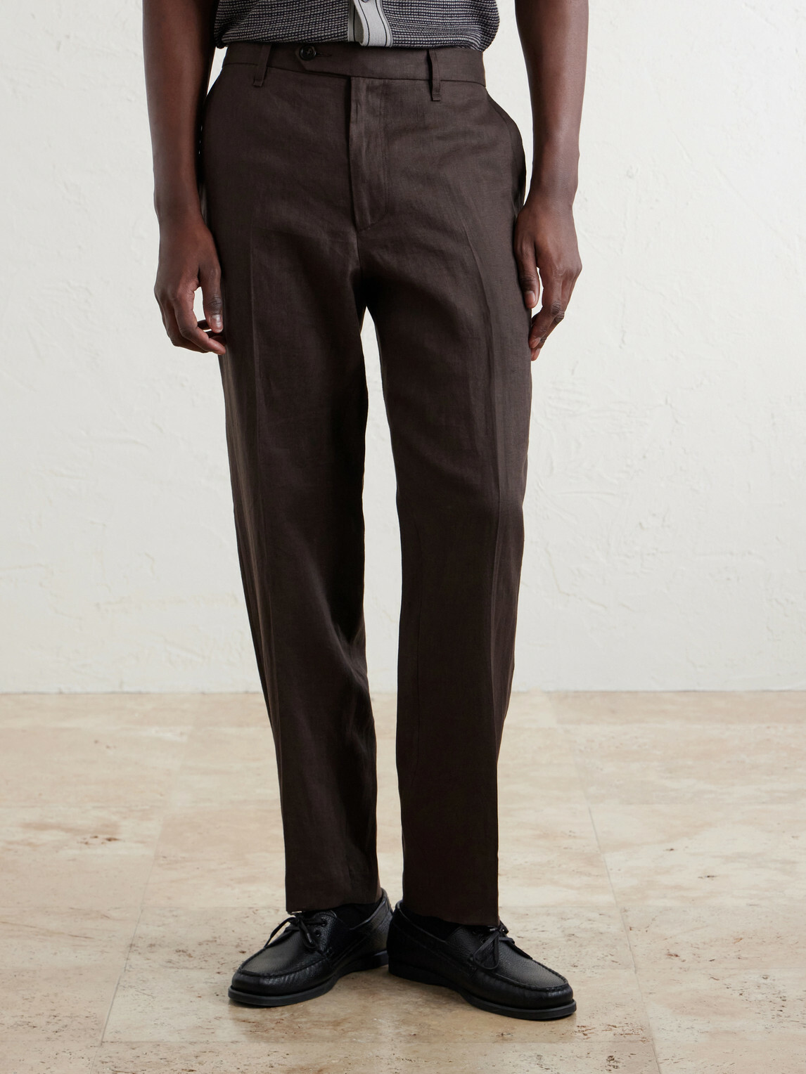 Rag & Bone - Evan Straight-Leg Pleated Linen Trousers - Brown