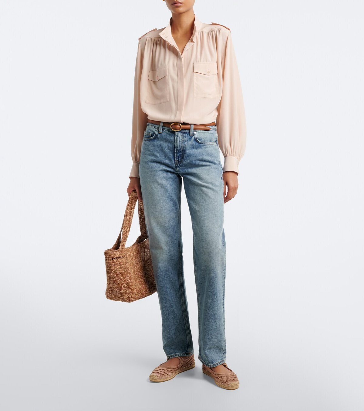 Tory Burch Open Weave Mary Jane satin espadrilles