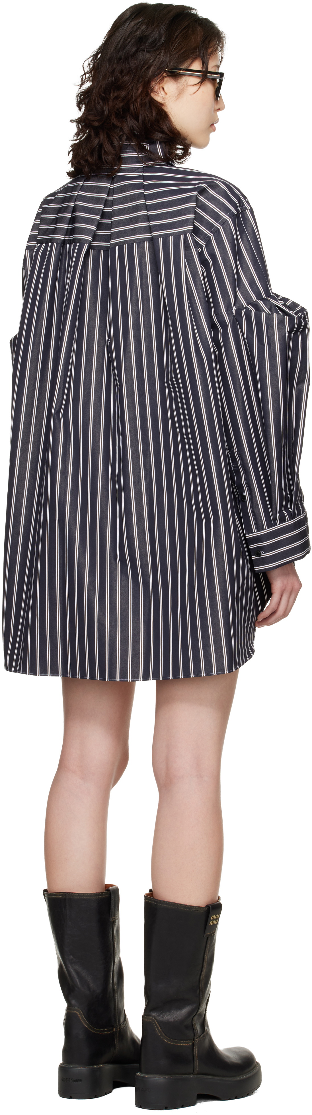 sacai Navy Poplin Shirt Minidress