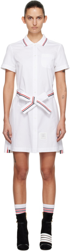Photo: Thom Browne White Solid Poplin Bow Minidress