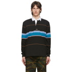 Noah NYC Black Striped Rugby Polo