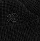 Gucci - Logo-Embroidered Cable-Knit Cotton Beanie - Black