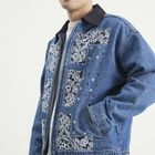 NOMARHYTHM TEXTILE Men's Bandana Embroidery Denim Jacket in Indigo/White