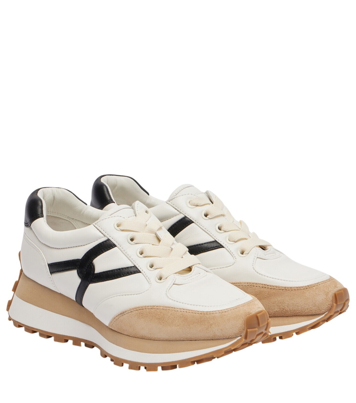Photo: Veronica Beard Valentina suede-trimmed leather sneakers