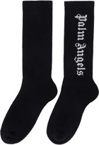 Palm Angels Black Gothic Logo Socks