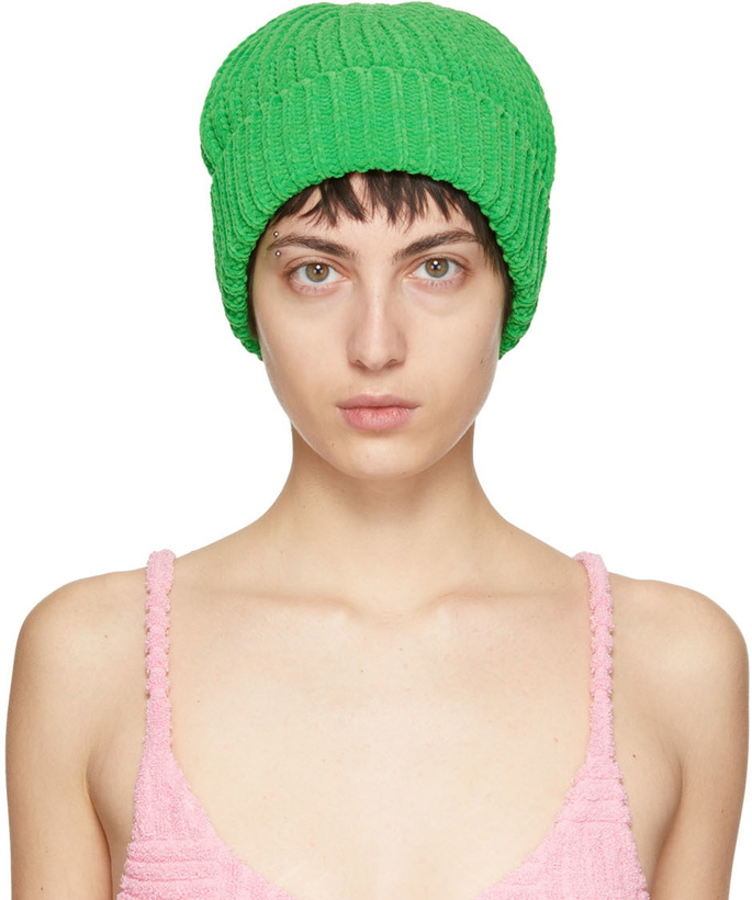 Photo: Bottega Veneta Green Heavyweight Chenille Beanie