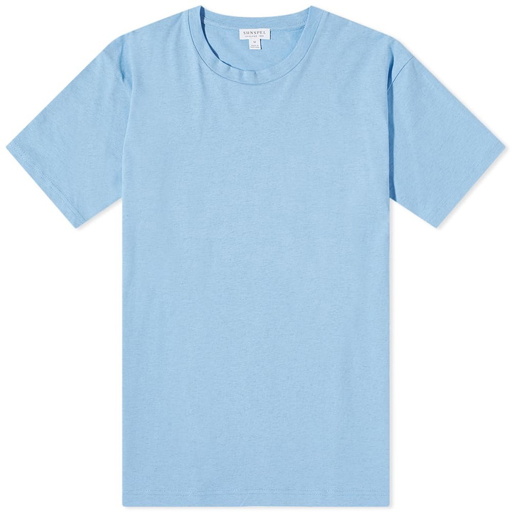 Photo: Sunspel Men's Organic Riviera T-Shirt in Mid Blue Melange