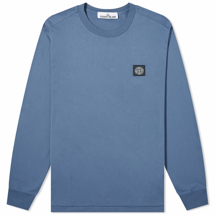 Photo: Stone Island Men's Long Sleeve Patch T-Shirt in Grey Marl