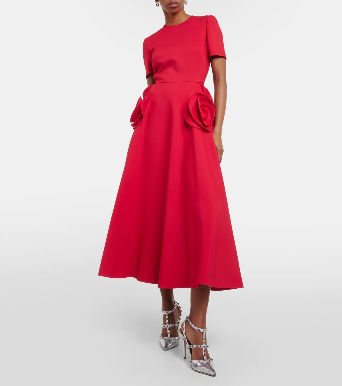Valentino Crêpe Couture floral-appliqué midi dress Valentino