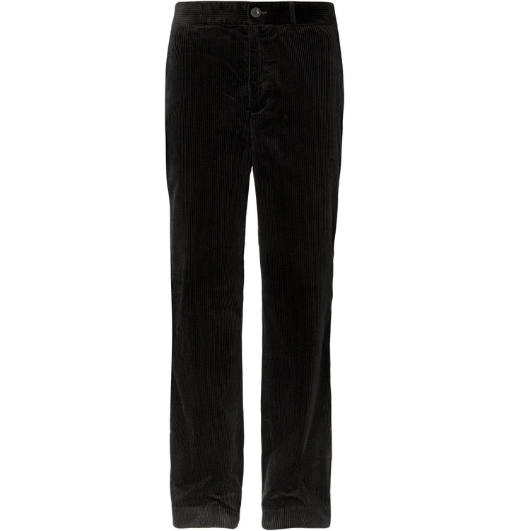 Photo: Mr P. - Wide-Leg Black Cotton-Corduroy Trousers - Black