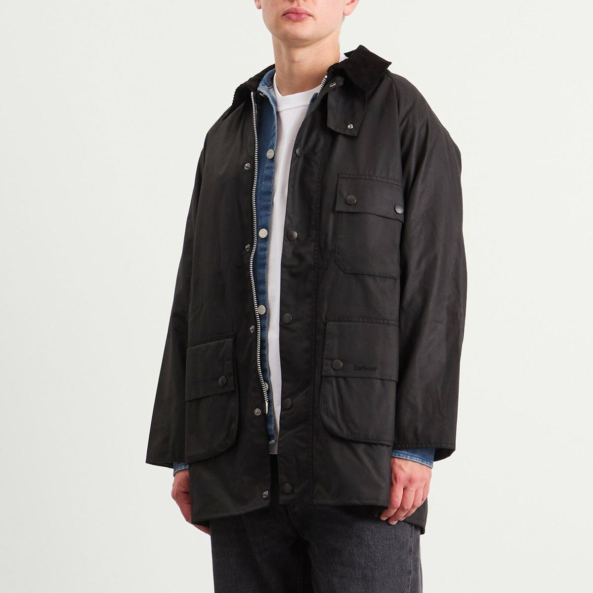 Barbour Men's OS Solway Wax Jacket in Black Barbour