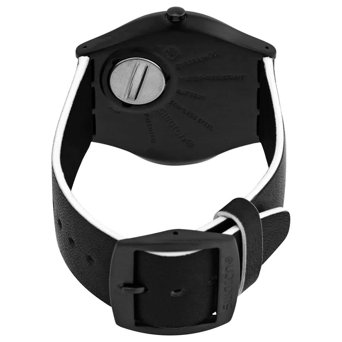 Swatch White Side Quartz Black Skeleton Dial Mens Watch SS07B101
