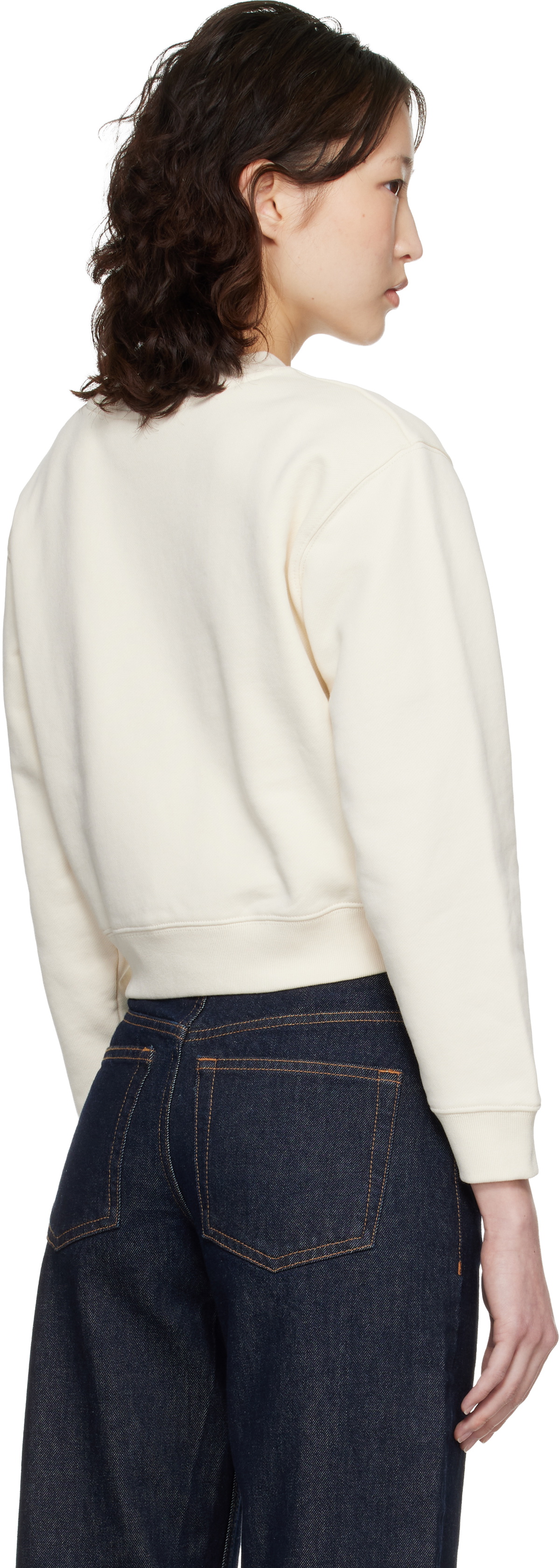 Maison Kitsuné Off-White 'Maison Kitsuné Paris' Cropped Sweatshirt