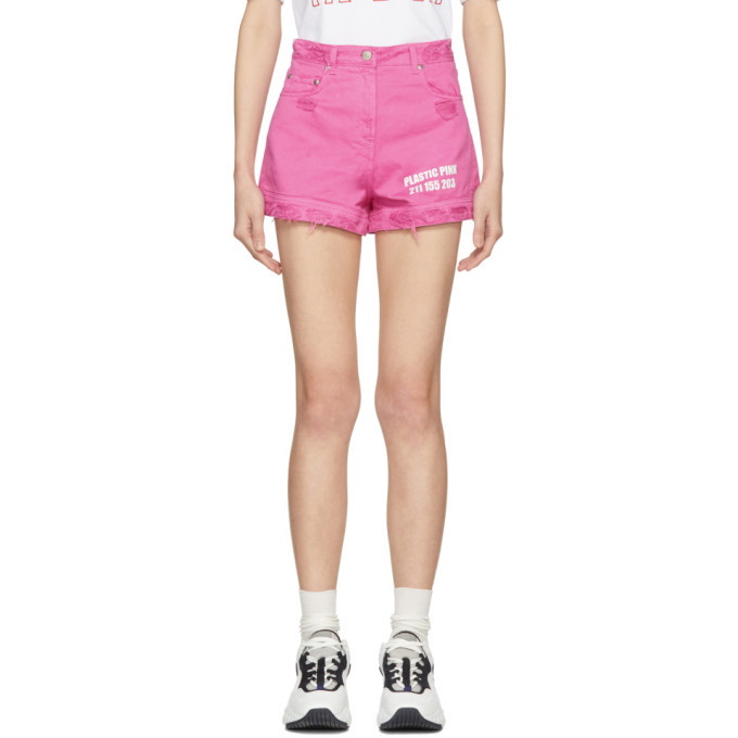 Photo: MSGM Pink Cut-Off Denim Shorts