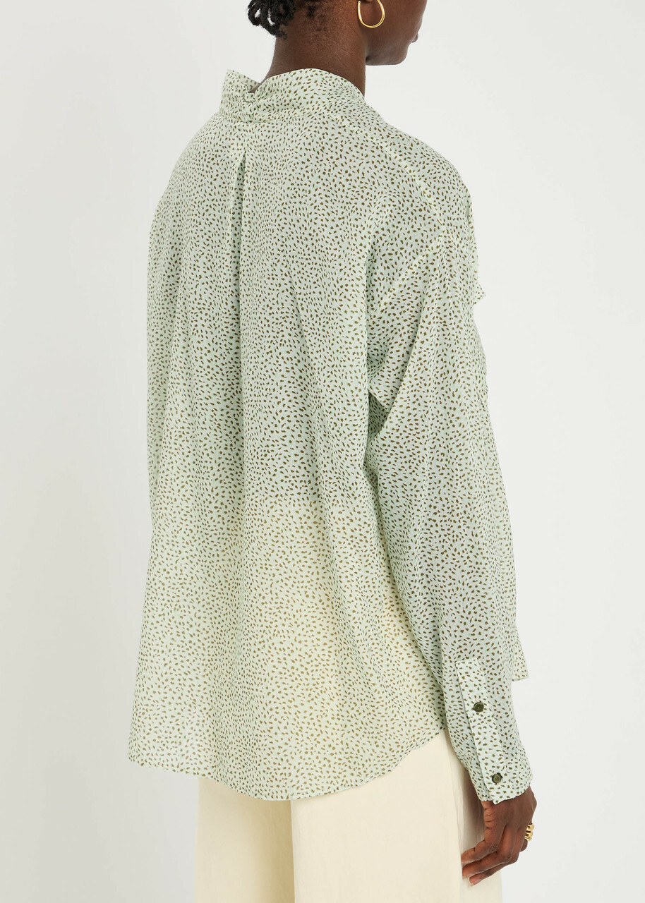 Forte_forte Printed Cotton and Silk-blend Shirt Light Green