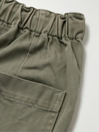 KAPITAL - Sulfur Straight-Leg Embellished Herringbone Cotton-Blend Drawstring Trousers - Green