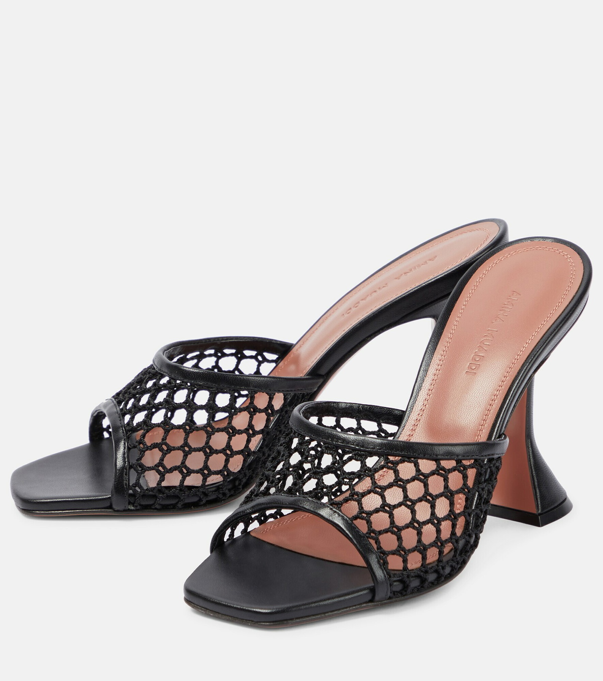Amina Muaddi - Lupita net raffia leather sandals Amina Muaddi