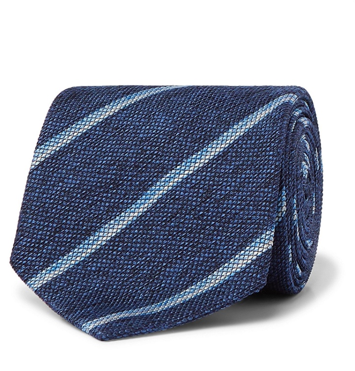 Photo: Brioni - 8cm Striped Silk-Jacquard Tie - Blue
