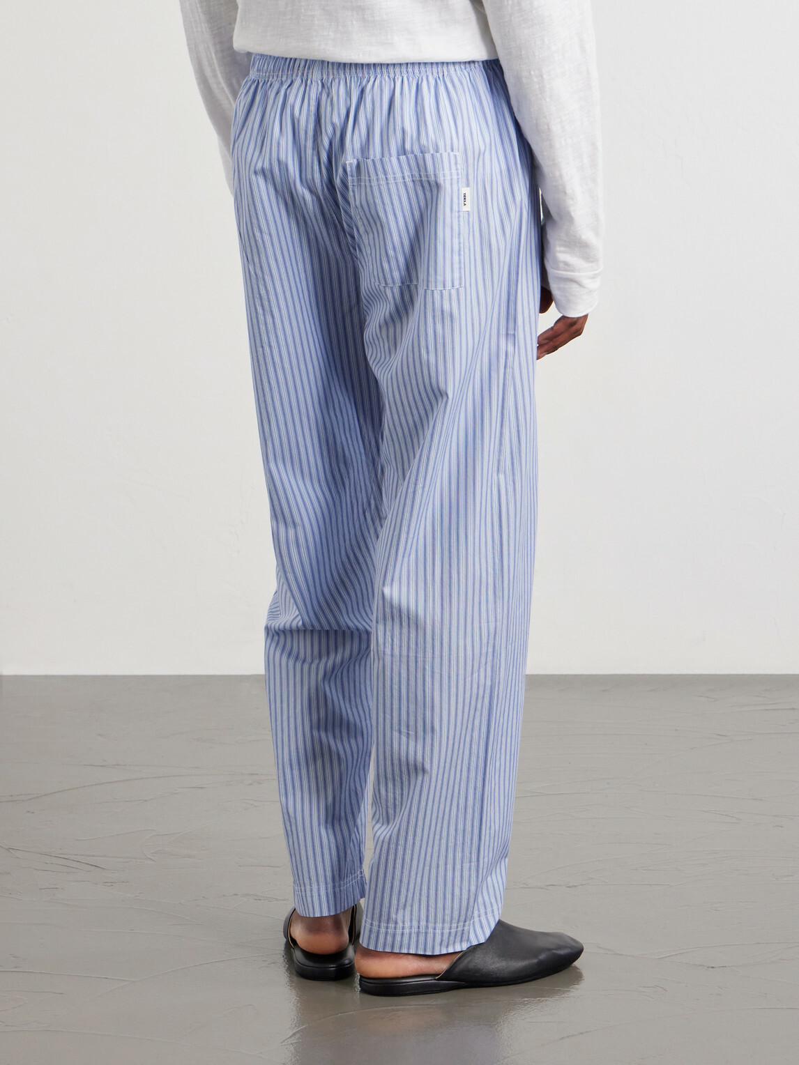 TEKLA - Straight-Leg Striped Organic Cotton Pyjama Trousers - Blue