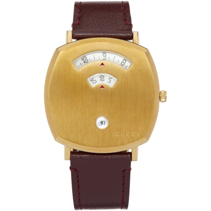 Photo: Gucci Gold and Brown Grip Watch