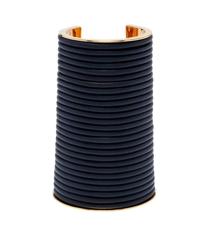 Photo: Alaïa Leather-trimmed cuff bracelet