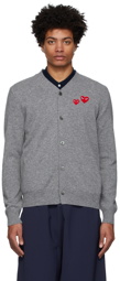 COMME des GARÇONS PLAY Grey Wool Double Heart Cardigan