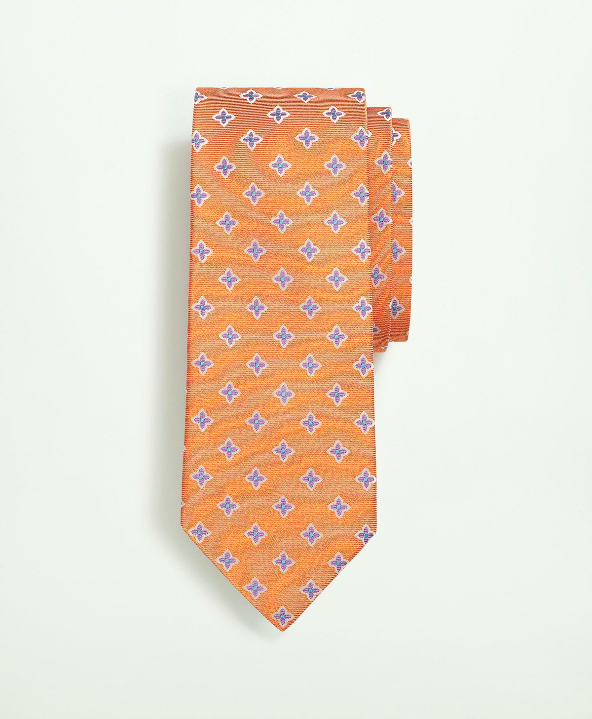 Brooks Brothers Men's Silk Flower Pattern Tie | Orange/Purple