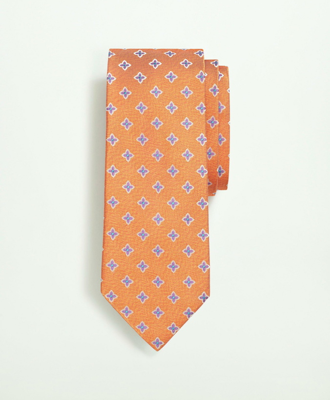 Photo: Brooks Brothers Men's Silk Flower Pattern Tie | Orange/Purple