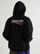 Balenciaga - Logo-Print Cotton-Jersey Hoodie - Black