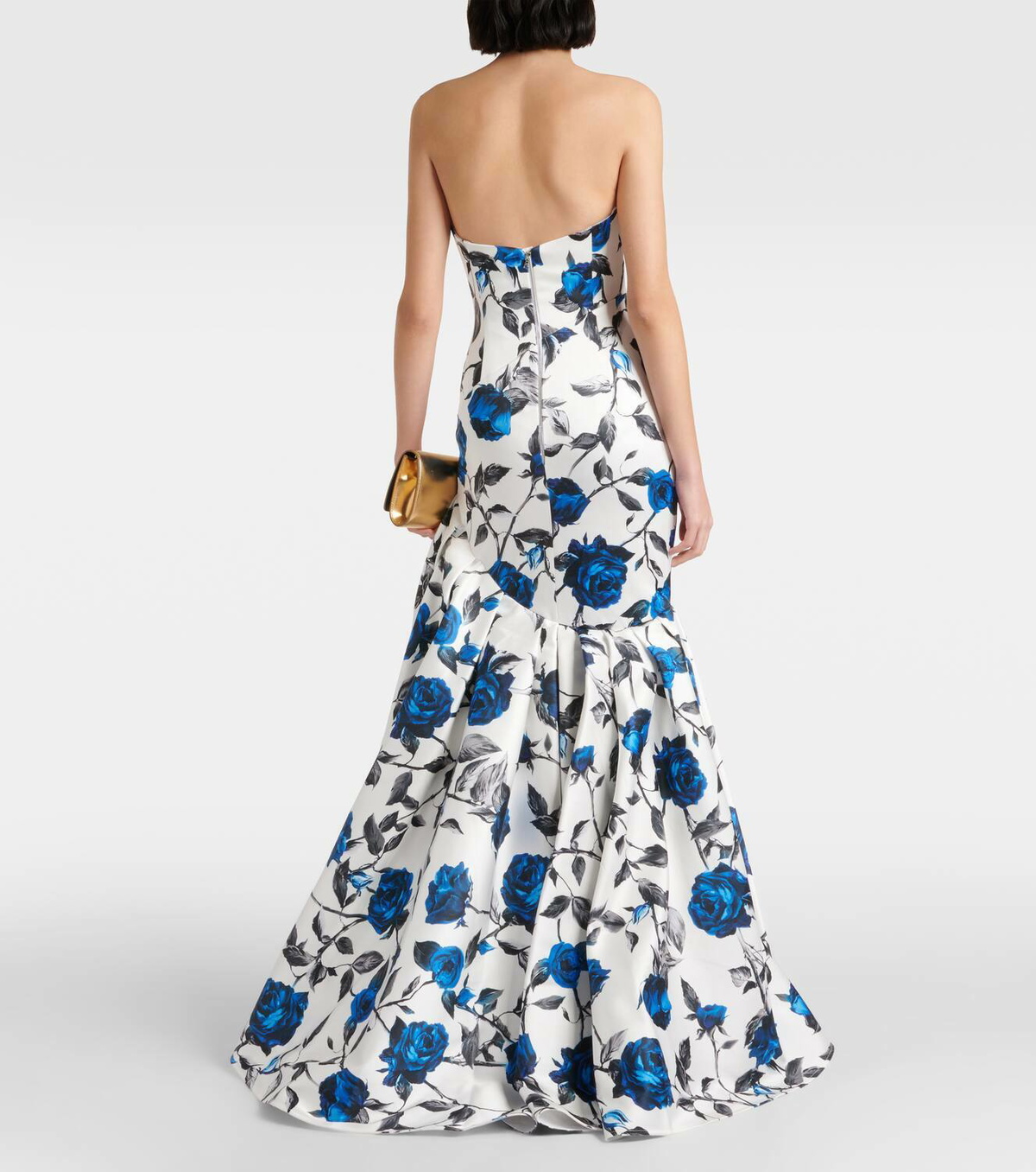 Rasario Draped floral satin gown Rasario