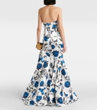 Rasario Draped floral satin gown