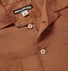 Monitaly - Camp-Collar Linen Shirt - Men - Brown