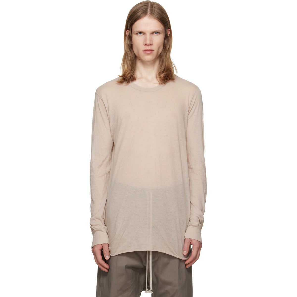 Rick Owens Taupe Tower Basic LS T-shirt
