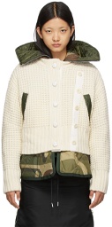 Sacai White & Khaki KAWS Edition Wool Blouson Jacket