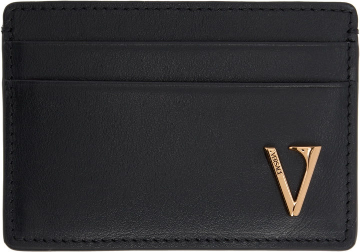 Photo: Versace Black 'V' Leather Card Holder