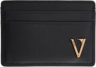 Versace Black 'V' Leather Card Holder