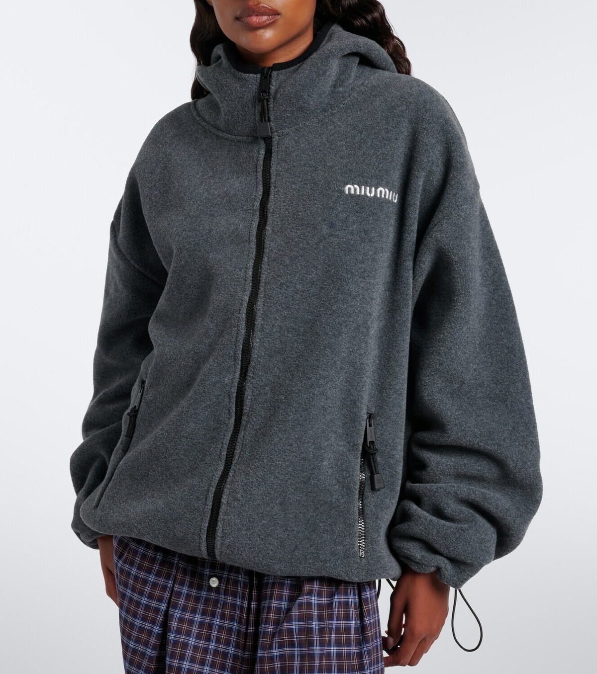 Miu Miu Hooded oversized fleece jacket