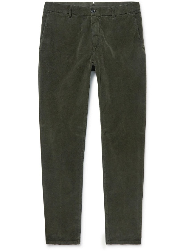 Photo: Altea - Milano Slim-Fit Tapered Cotton-Blend Corduroy Trousers - Green