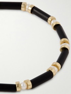 Peyote Bird - Tillman Gold-Plated, Onyx and Pearl Beaded Bracelet