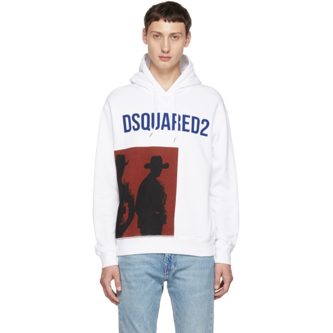 Photo: Dsquared2 White Logo Dean Fit Hoodie