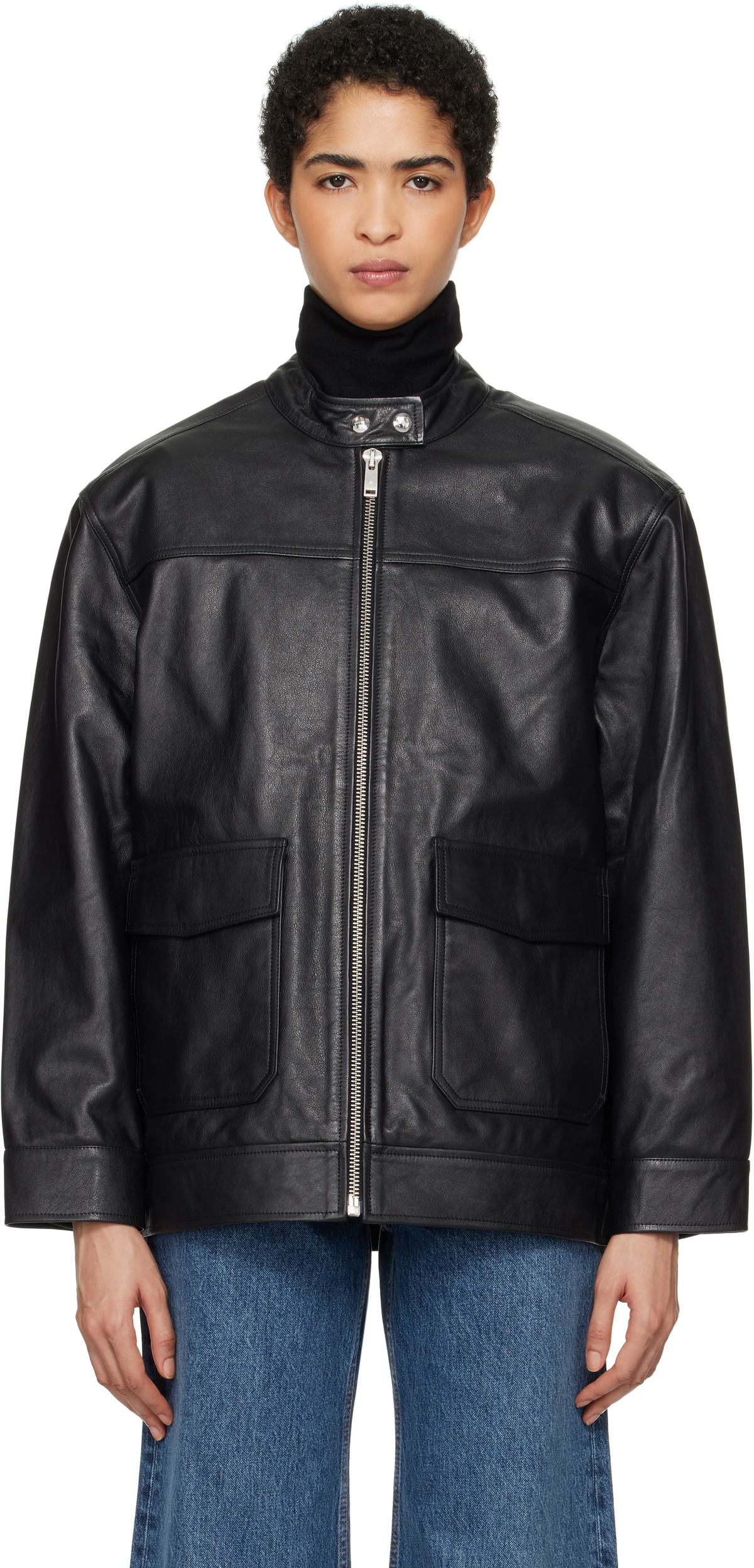 ANINE BING ライダースジャケット ANINE BING Black Benjamin Moto Leather Jacket ANINE BING