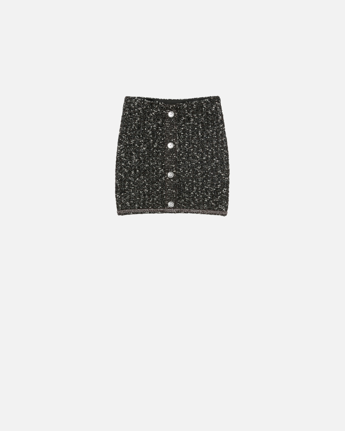 Pinko Bouclé Knit Mini Skirt With Sequins Black/Brown/White