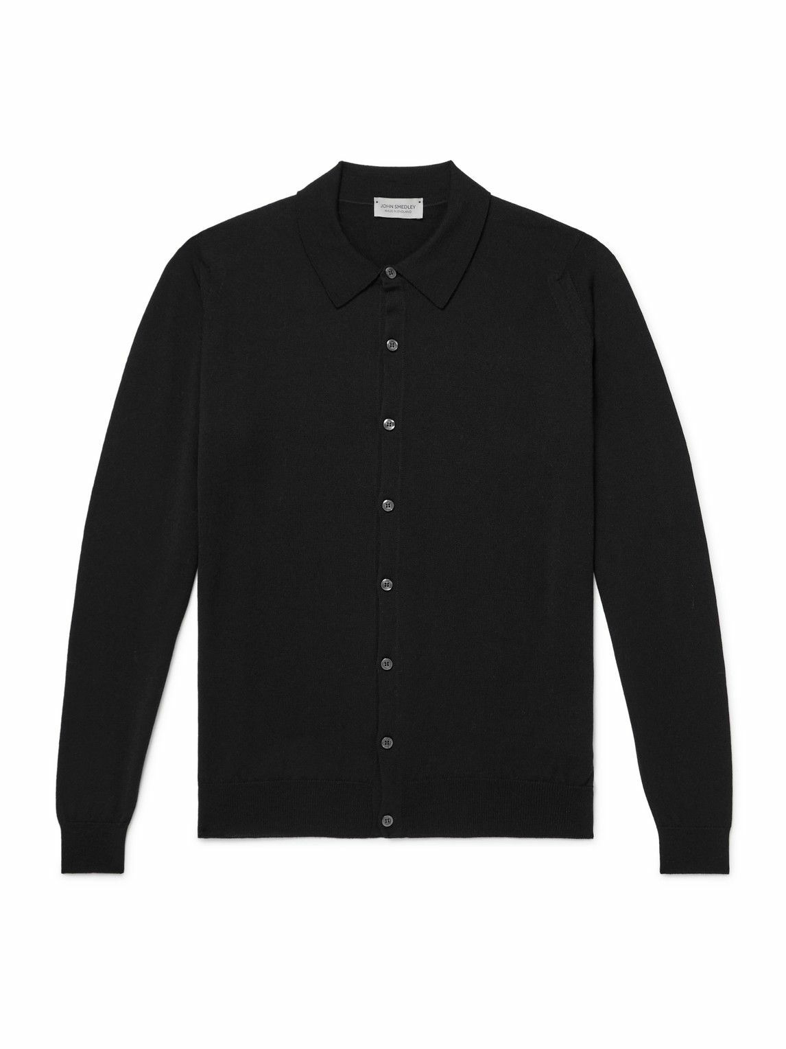 トップス JOHN SMEDLEY black wool knit cardigan John Smedley - Tibor Merino Wool Cardigan - Black John Smedley