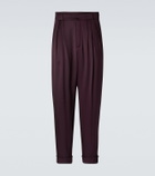 Saint Laurent Belted silk satin straight pants