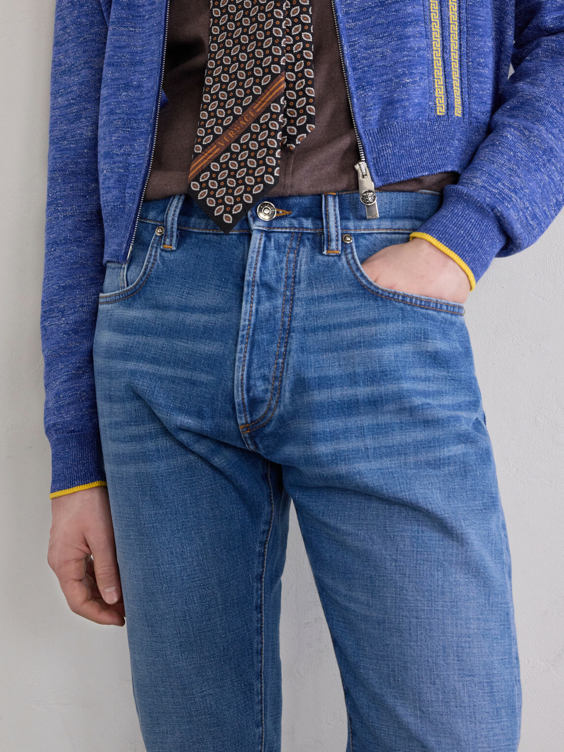 Versace - Straight-Leg Logo-Appliquéd Jeans - Blue